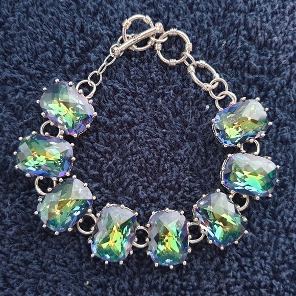 Stunning Vintage Rainbow Crystal 925 Sterling Silver “Shine Your Life” Bracelet - Picture 1 of 17